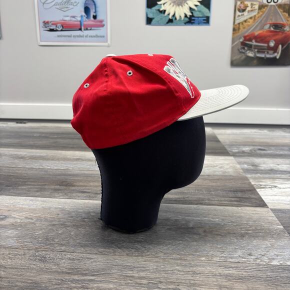 Vintage Wisconsin Badgers Red Gray Mens OS Snapback Bucky NCAA Wave G Cap Hat - Picture 4 of 7